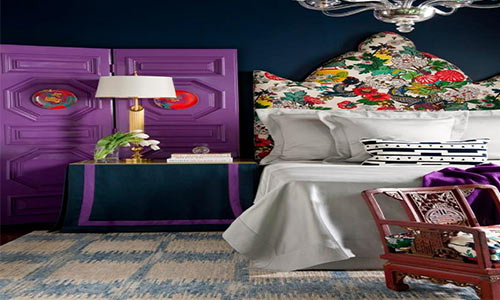اتاق خواب با تم رنگی بنفش 