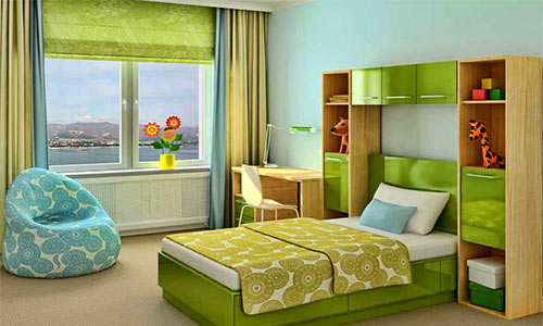 اتاق خواب کودک سبز رنگ 