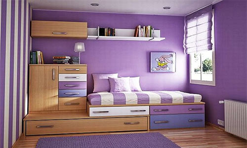 بهترین طراحی اتاق خواب با رنگ بنفش 